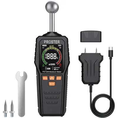 Produktbild von Feuchtigkeitsmessgerät Wand Feuchtemessgerät - 2-in-1 Pin und pinlos - Farb-LCD - Mit Alarm - Für Holz, Gips, Beton