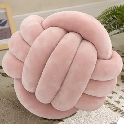 Image de Coussin décoratif, 25 cm de diamètre, rond, rose, en peluche, pour chambre à coucher