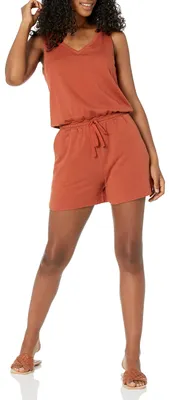 Productafbeelding van A. Essentials dames jumpsuit van badstof, 9,0 cm binnenbeenlengte, terracotta kleur