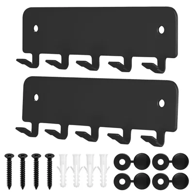 Productafbeelding van Sleutelhouder - Sleutelrek - Sleutelorganizer - 5 haken - Zwart, 14 x 4,3 x 2,1 cm