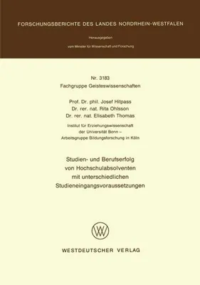 Obrázok produktu pre Studien- und Berufserfolg von Hochschulabsolventen mit unterschiedlichen Studieneingangsvoraussetzungen