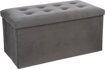 Image de Puff VELVET gris 76x38x38 cm HOMLA