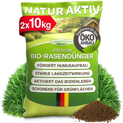 Produktbild von Rasendünger Natur Aktiv - schneller Humusaufbau, starke Langzeitwirkung, aktiviert müde und ausgelaugte Böden, heilt Rasenlücken, kein Rasenfilz - 20 kg