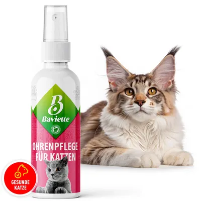 Produktbild von Baviette Geruchloser & natürlicher Ohrenreiniger für Katzen 100ml – mit Mikroorganismen für den äußeren Ohrbereich