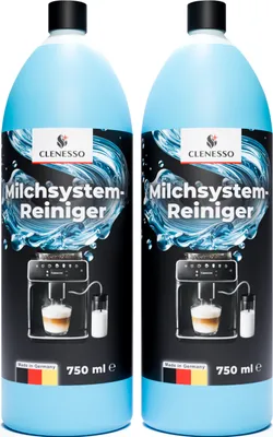 Produktbild von CLENESSO Milchsystemreiniger (2 x 750ml) – Milchschaumreiniger kompatibel mit Jura, Philips, Melitta uvm. – für optimale und günstige Reinigung