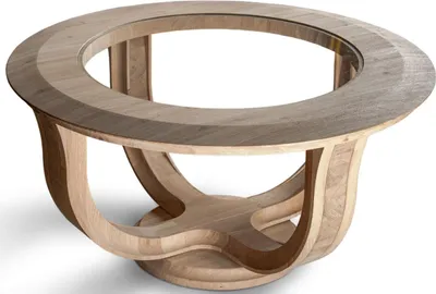 Produktbild von Casa Padrino Luxus Massivholz Couchtisch Naturfarben Ø 73 x H. 43 cm - Runder Eichenholz Wohnzimmertisch mit Glasplatte - Massivholz Wohnzimmer Möbel