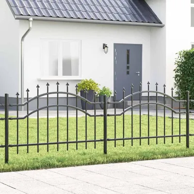 Produktbild von Möbel Gartenzaun Grau 115 cm Pulverbeschichteter Stahl - Metallzäune 42003958