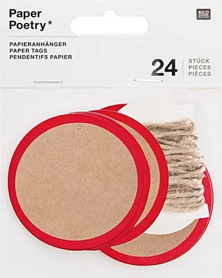 Obrázek produktu pro 24 bílých a červených kulatých papírových visaček