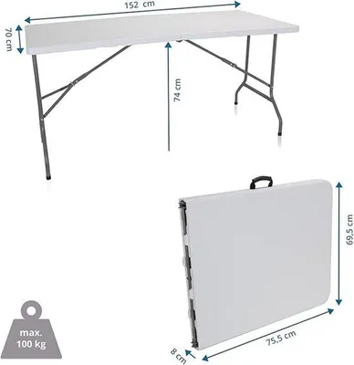 Produktbild von Famanu Campingtafel klappbar, stabil und platzsparend - 69,5 x 152 x 70 cm