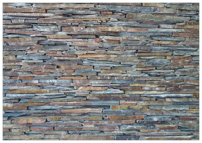 Produktbild von Wallario Premium Glasbild, freischwebende Optik, kräftige Farben, Größe 100 x 70 cm Motiv Natursteinmauer in grau braun