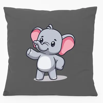 Produktbild von Huuraa Kissen Elefant Comic 40x40cm mit Füllung Steel Grey Baumwolle Dekokissen Geschenkidee