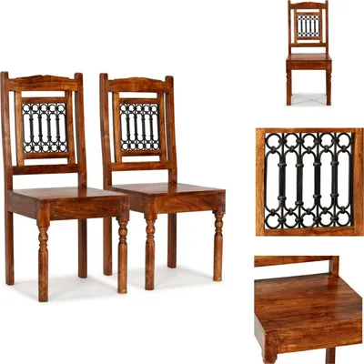 Imagen del producto de vidaXL: 2 sillas de comedor, madera maciza con acabado color miel