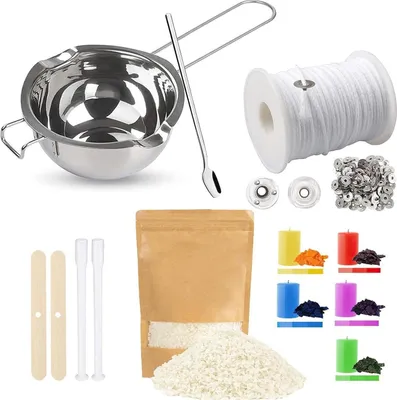 Obrázek produktu pro Svíčky DIY sada dárky pro ženy 500g vosku 61m knotu 5 barev držák knotu tavicí nádoba svíčka výroba DIY kit