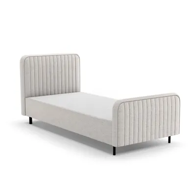 Produktbild von BEAUTYSOFA | Polsterbett LAMI 90x200 cm - Einzelbett mit Bettkasten, Kopfteil und Latenrost - Jugendbett ohne Matratze, Chenille Hellbeige