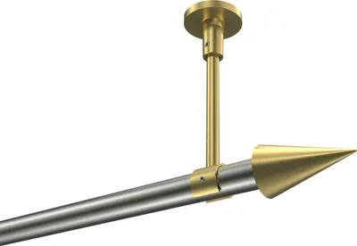 Produktbild von Interdeco Gardinenstange / Vorhangstange Edelstahl-Optik / Messing-Optik, Typ Sonette Savio (Kegel) ohne Ringe, Deckenmontage, 20 mm Ø 1-läufig, 200 cm
