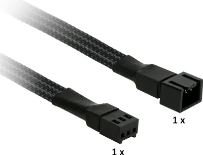 Produktbild von Nanoxia NX3PV3E, 0,3 m, Molex (3-pin), Molex (3-pin), Männlich, Weiblich, Schwarz