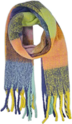 Produktbild von styleBREAKER Damen Webschal mit Karo Muster | Langer Schal mit dicken, langen Fransen | weicher Winter Strickschal warmes Material Stola