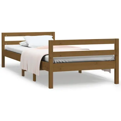 Image de Cadre de lit sans matelas marron miel 75x190 cm bois pin massif