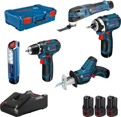 Image de Pack 5 outils12V BOSCH : GSR 12V-15+GOP 12V-28+GDR 12V-105+GSA 12V-14+GLI 12V-300