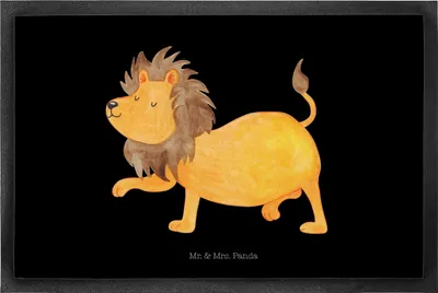 Produktbild von Mr. & Mrs. Panda Fußabstreifer Sternzeichen Löwe 50 x 75 cm - Schwarz - Geschenk, Geburtstag Juli, Schmutzmatte, August, Türvorleger, Gummimatte, Bodenvorleger, Fussmatte