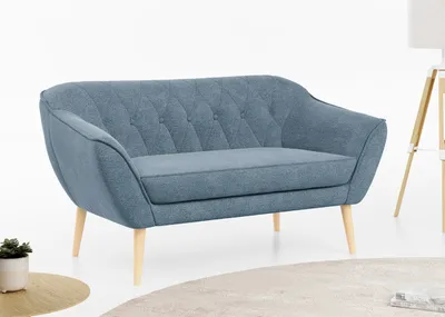 Produktbild von Sofa, Skandinavischer Stil, Holzbeine - PIRS - 2 Sitzer - Blau - Struktur