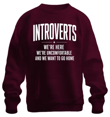 Produktbild von Introverts We're Uncomfortable Want To Statement Sarkasmus Sweatshirt Pullover, Burgundy, M