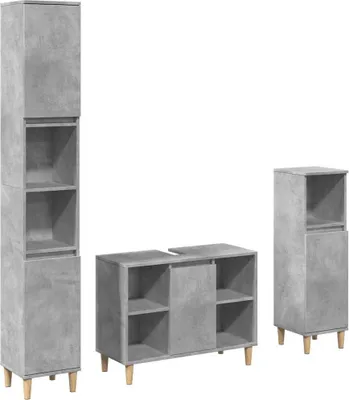 Produktbild von vidaXL 3-tlg. Badmöbel-Set Betongrau Holzwerkstoff
