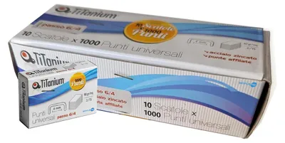 Zdjęcie produktu dla 10 sztuk, wkłady do zszywacza, tytan, 1000 sztuk, do zszywaczy o skoku 6/4, szerokość 4 mm, kompatybilne