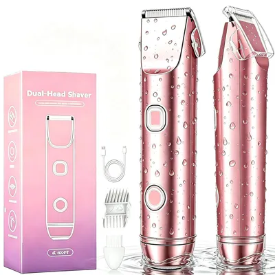 Produktbild von 2 in 1 Rasierer Damen Bikini-Trimmer für Frauen Intimrasierer für Frauen Elektrisch für Körper Nass und Trockengebrauch Lady Shaver Wiederaufladbarer Rosa