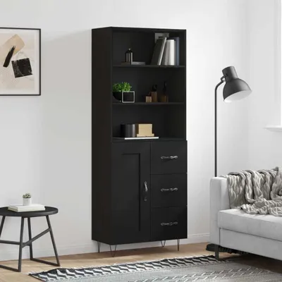 Produktbild von vidaXL Highboard Schwarz 69,5x34x180 cm Holzwerkstoff