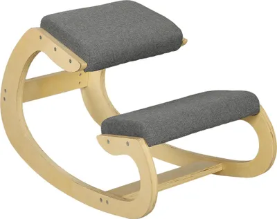 Image de Genouillère ergonomique - Chaise de bureau / Tabouret à genoux - Structure en bois - Coussins rembourrés - 55×85×55 cm - Gris