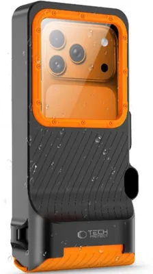 Obrázek produktu pro Vodotěsné pouzdro pro smartphony 4,7–6,9", Tech-Protect IPX8 PRO Universal Diving Waterproof Case, černá-oranžová