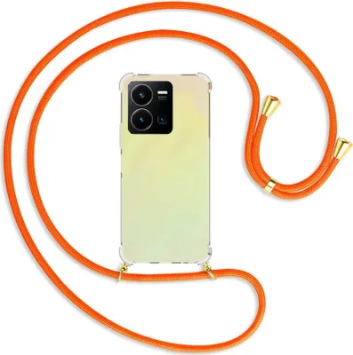 Produktbild von Handykette Backcover-Schutzhülle mit Band (Metall goldfarben) für vivo Y35 4G (6.58''), vivo Y22s - neonorange