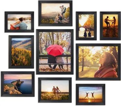 Productafbeelding van Set van 10 fotolijsten in zwart, verschillende formaten