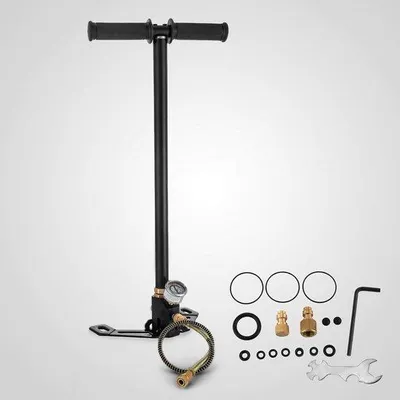 Produktbild von Famanu Handpumpe 3-stufig für PCP-Luftpistolen - Hochwertiger Edelstahl, 4500 psi, Druckbereich 0-5800 psi