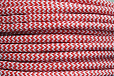 Image de Câble électrique textile 3x0,75mm² blanc-rouge zigzag
