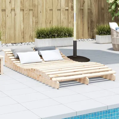 Produktbild von Design Sonnenliege 205x110x31,5 cm Massivholz Kiefer, Gartenliegen 2024 Neu