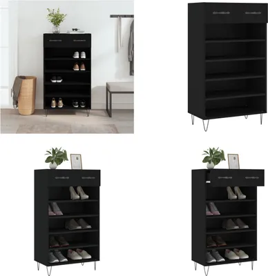 Produktbild von vidaXL Schuhschrank Schwarz 60x35x105 cm Holzwerkstoff - Schuhschrank - Schuhschränke - Schuhaufbewahrung - Schuhorganizer