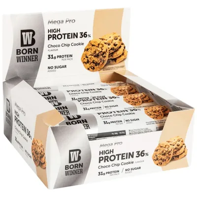 Produktbild von Born Winner | Mega Pro 36% High Protein Bar Chocolate Chip Cookies