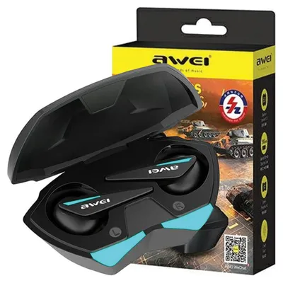 Productafbeelding van Awei Bluetooth 5.0 T23 TWS+ Oordopjes met oplaadstation, gamingmodel, zwart