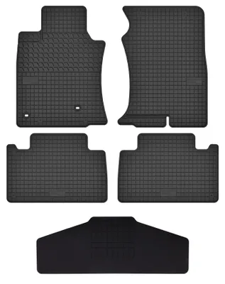 Productafbeelding van Rubberen automatten + tunnelmat voor Toyota Land Cruiser J120 2002-2009 – 5-delig, zwart, op maat – Wielganizator SolidTread