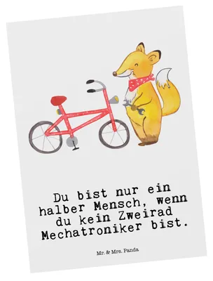 Produktbild von Mr. & Mrs. Panda Postkarte Zweirad Mechatroniker Herz - Weiß - Geschenk, einzelkarte, bildkarte, Ansichtskarten, Grußkarte, Postkarten