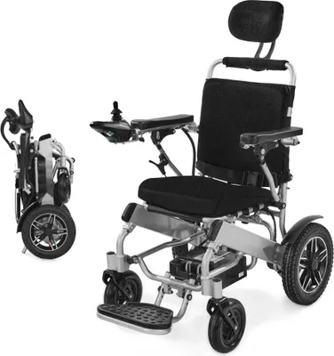 Obrázek produktu pro Skládací elektrický invalidní vozík 136 kg - s nastavitelnou opěrkou zad - elektrický invalidní vozík s dojezdem 21 km
