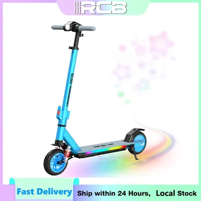 Produktbild von RCB R12 MAX Kinder E-Scooter 150W faltbar 18 km/h 3-Gang RGB LED Elektroroller Blau