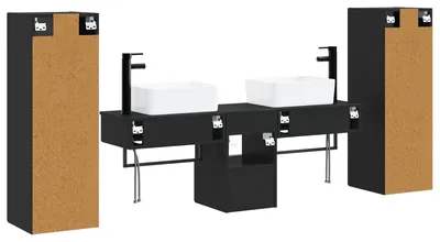 Produktbild von Badezimmermöbel-Set 5 stk. Schwarz 33 x 34,5 x 100 cm