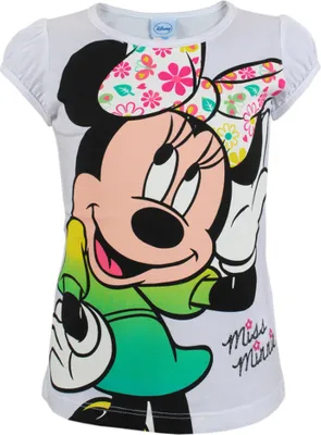 Produktbild von 73055 Disney Minnie Mouse T-Shirt Mädchen Weiß Gr. 116 – Süßes Kurzarmshirt mit Minnie Print – Perfekt für Sommer & Freizeit