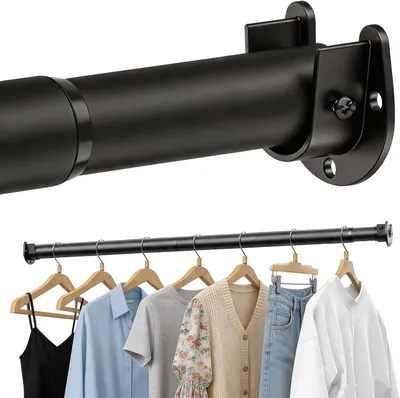 Imagen del producto de Barra para colgar ropa, de metal, extensible de 43 a 130 cm, ajustable, para armario