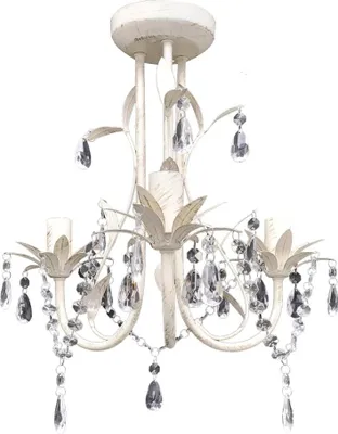 Image de vidaXL Lustre Lampe suspendue cristal Lampe lustre blanc