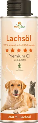 Produktbild von Lachsöl Hunde & Katzen 250ml - Natürlich Nativ mit Omega 3 & Omega 6 Fettsäuren - Fischöl Hunde als Barf Ergänzung von Senior bis Welpen