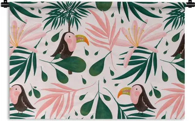 Produktbild von MuchoWow® Wandteppich Wandbehang Tukan - Vogel - Blatt - Dschungel 120x80 cm Tapisserie Dekoration Wandtuch - Wanddekorationen - Wandtücher